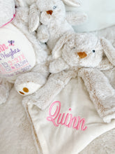 3 piece Custom Baby Gift Set – Embroidered Cream Bunny