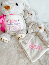 3 piece Custom Baby Gift Set – Embroidered Cream Bunny