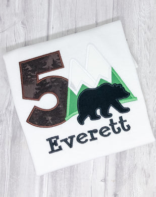 Animal Birthday Shirt - Bear and Mountain