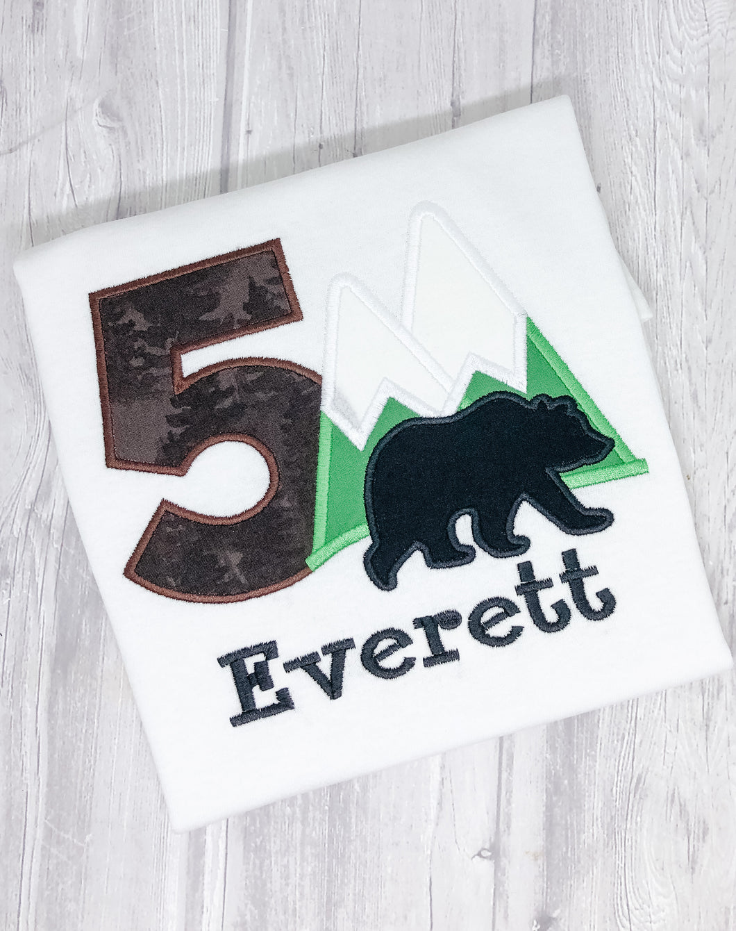 Animal Birthday Shirt - Bear and Mountain
