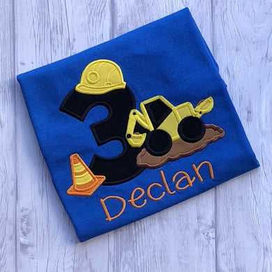 Construction Themed Birthday Shirt - Digger