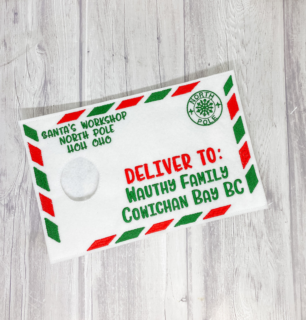 Elf Envelope - Arrive from the North Pole - Custom