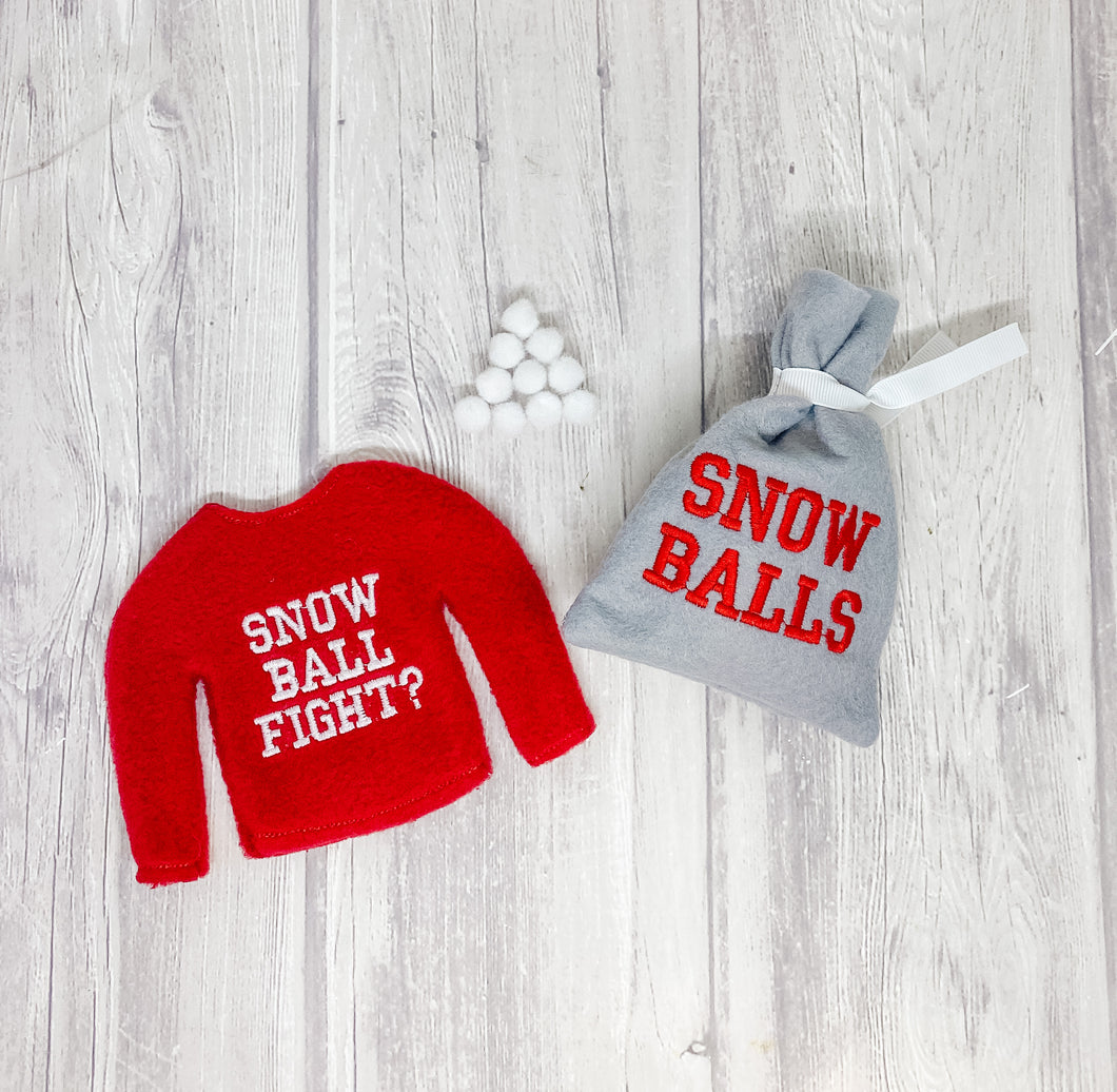 Sweater - Snow Ball Fight, with bag - Red