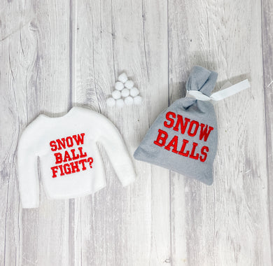 Sweater - Snow Ball Fight, with bag - White