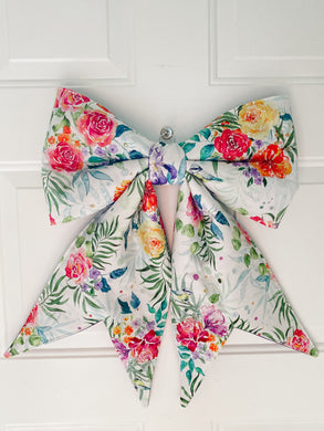 Wreath Bow - Floral/Purple