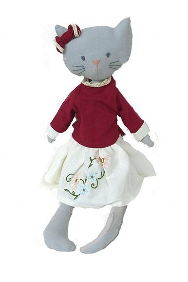 Personalized Doll - Cat with Embroidered Skirt