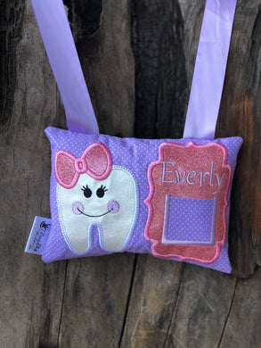 Girl Tooth Fairy Pillow - Purple/Pink - Personalized