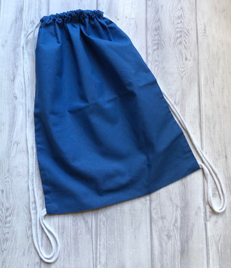 Cotton Drawstring Backpack - Blue