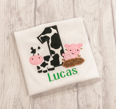 Animal Birthday Shirt - Cow and Pig