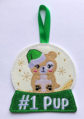 Puppy with Santa Hat Ornament