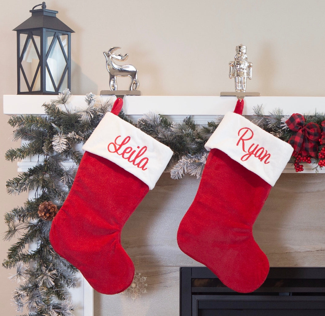 Christmas Stocking - Red Plush/White Fur Cuff – Threading the Love