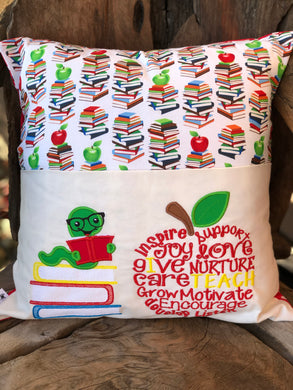 Teacher Reading Pillow - White Bottom