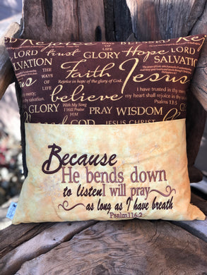 Christian Reading Pillow - Gold/Brown Fabric